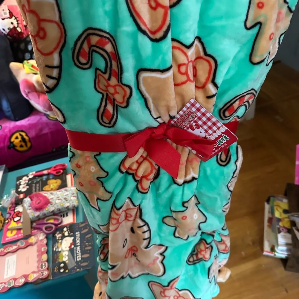 Hello kitty Teal Christmas Sugar Cookie Blanket - Picture 3 of 5